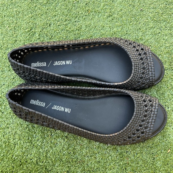 Melissa x jason Wu Black Woven Open Toe Shoes Preowned summer condition casual 7 - Picture 2 of 7